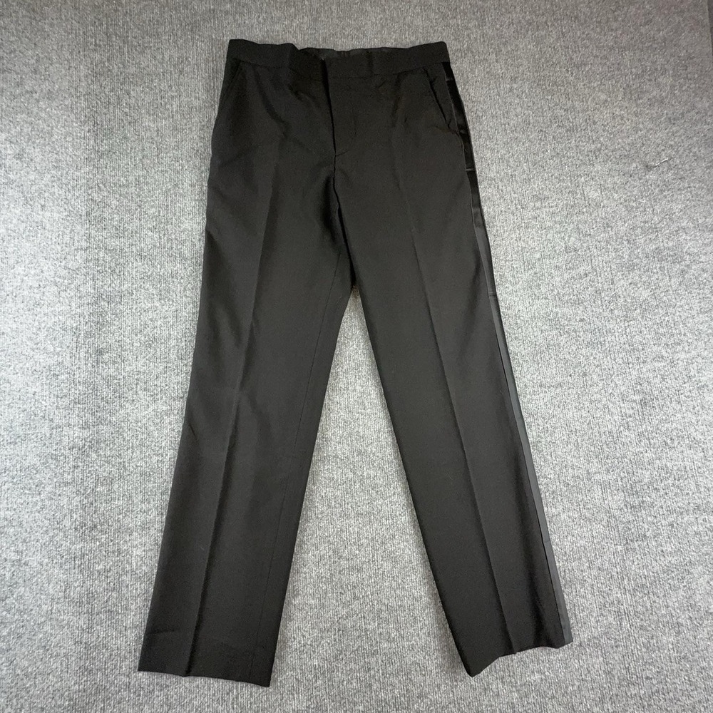 J. Ferrar Tuxedo Suit Pants Mens 32x31 Black Slim Fit Satin Stripe Stretch